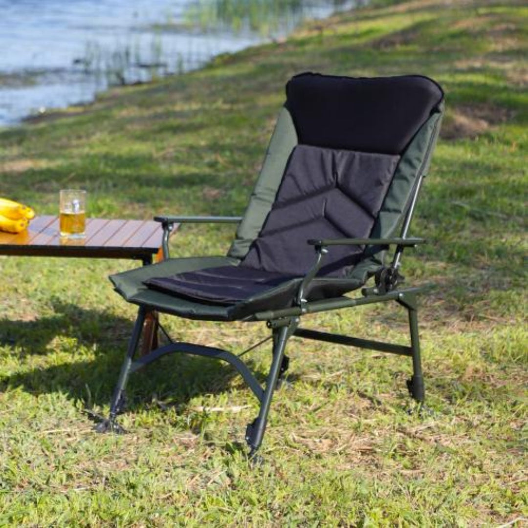 Camping recliner chair dimensions diagram assembled and folded