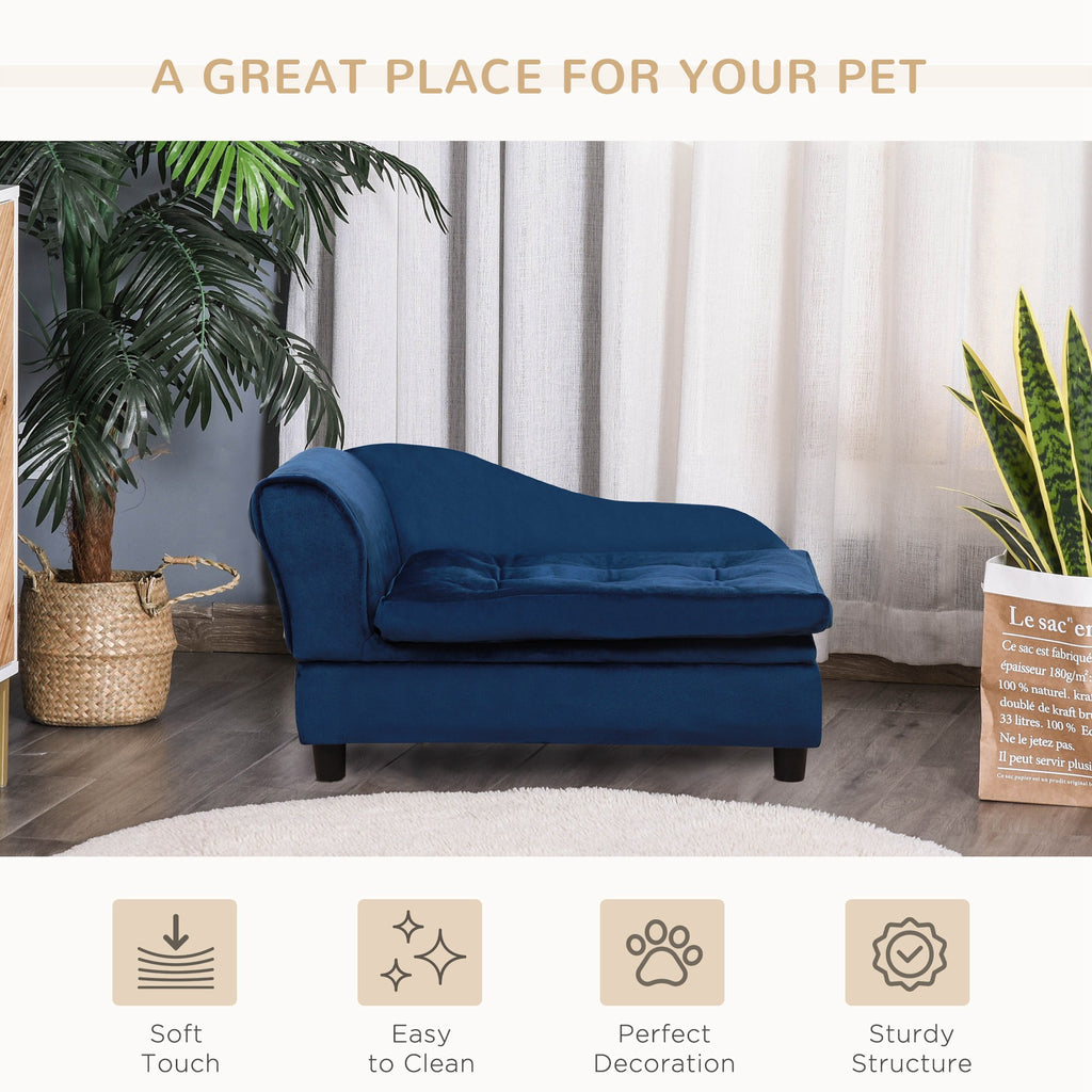 Dog sofa bed four leg base stability view