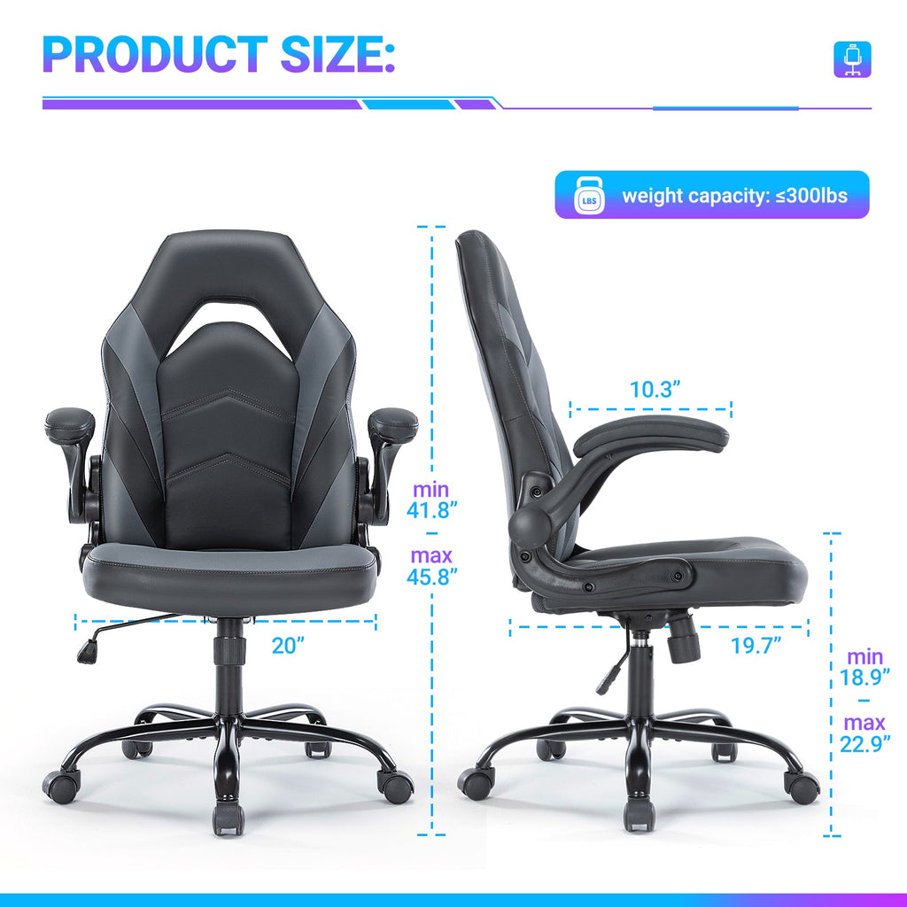 Gray gaming chair dimensions and 300 lb weight capacity