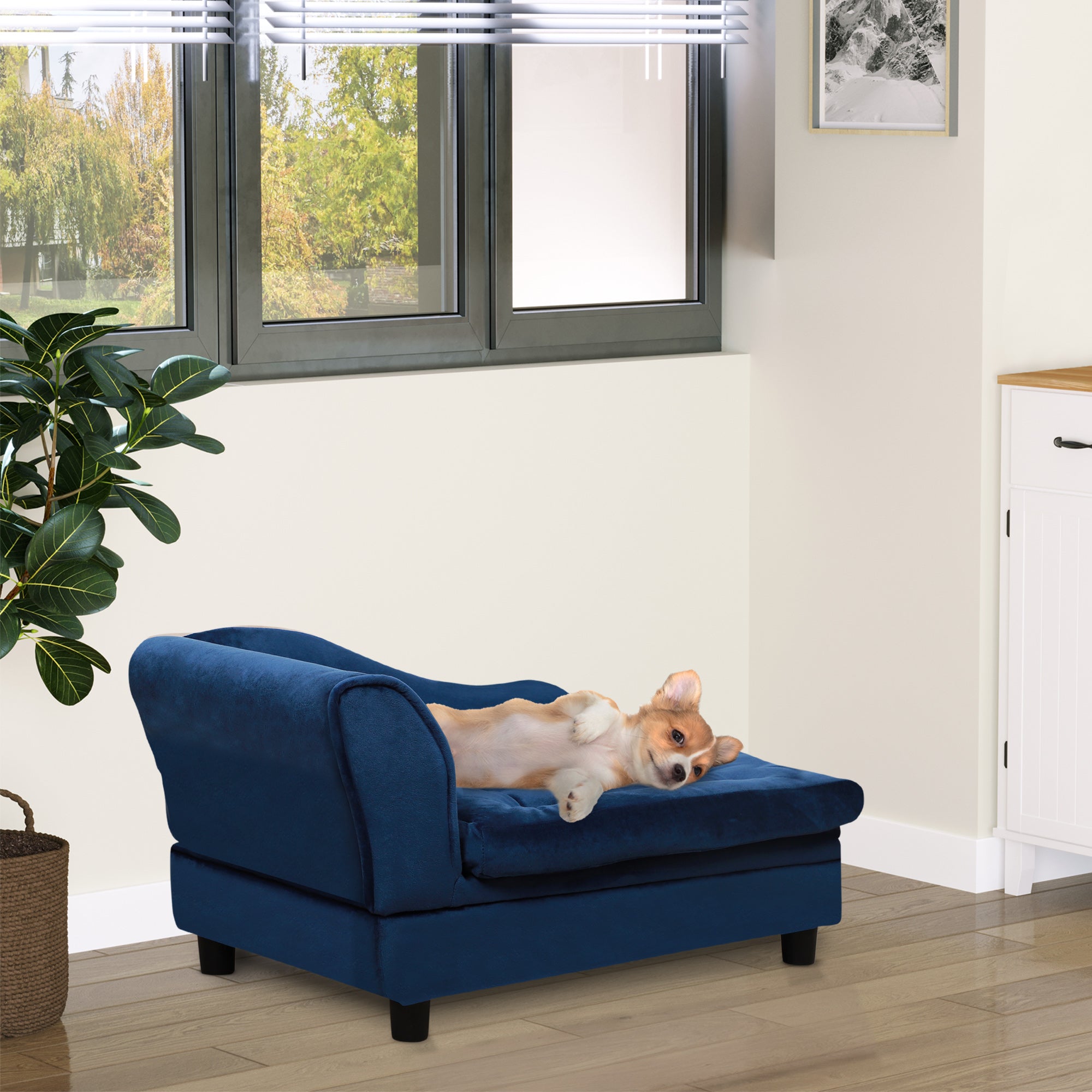 Wood dog sofa bed arched arm design detail